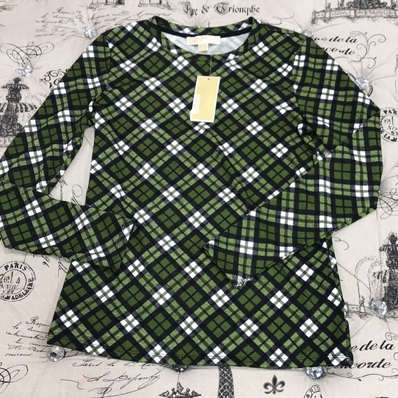 🎁 MICHAEL Michael Kors Plaid Long-Sleeve Top - Picture 3 of 6